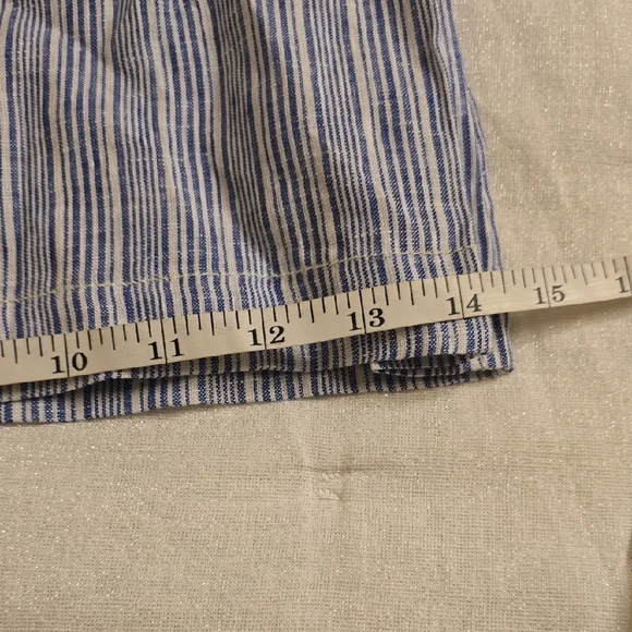 Anthropologie Elevenses Wide-Leg Pants in Light Blue and White Linen Size 6 - Picture 12 of 16